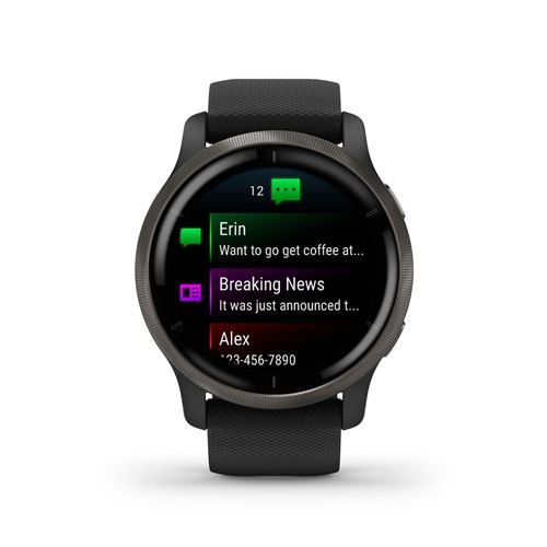 Montre connectée Garmin Venu 2 Gris avec bracelet Noir – Image 3